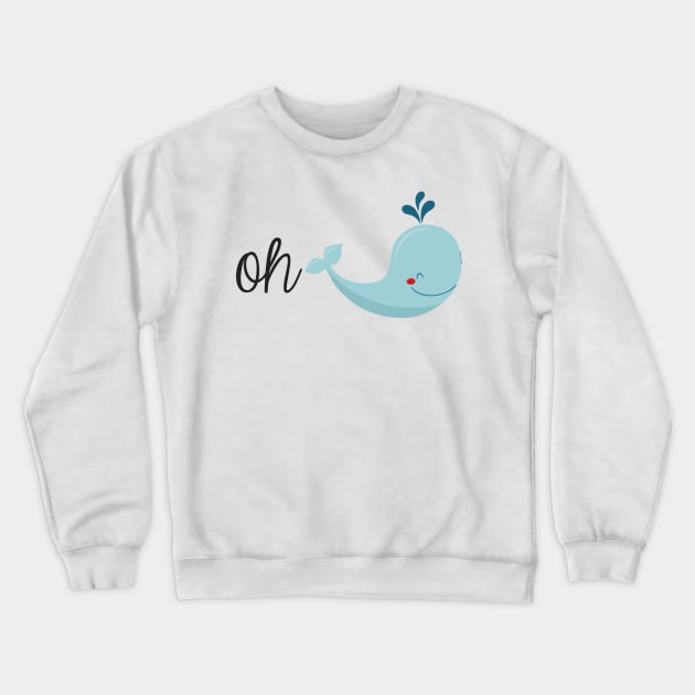 Oh Whale Cartoon Crewneck Sweatshirt by annmariestowe